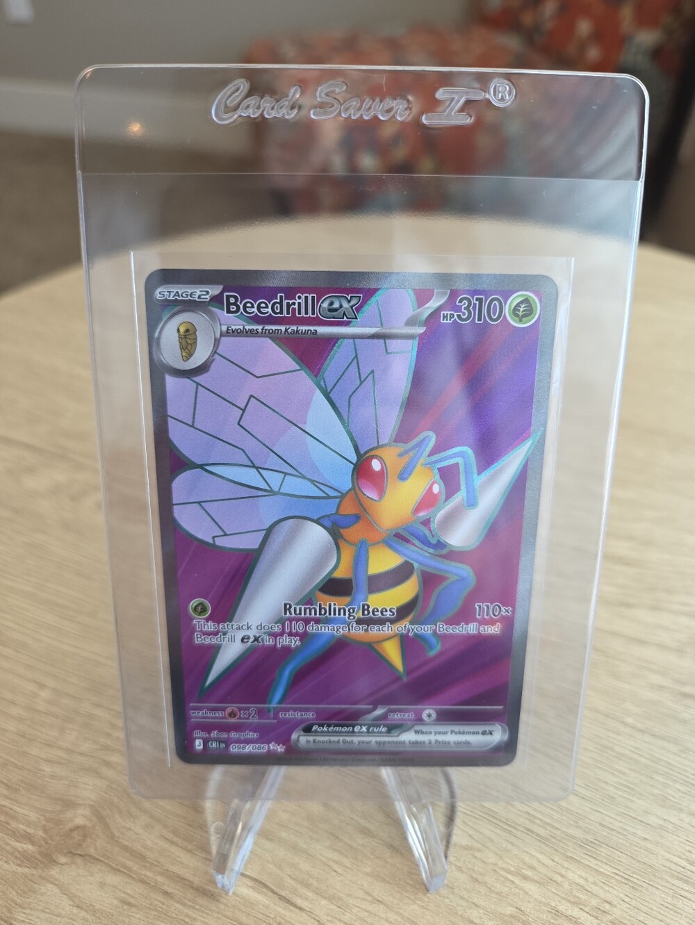 Pokemon Full Art- Beedrill ex Chaos Rising Holographic Trading Card